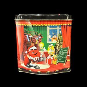 Vintage M&M's Brand Christmas Village Series Tin, Limited Edition Canister